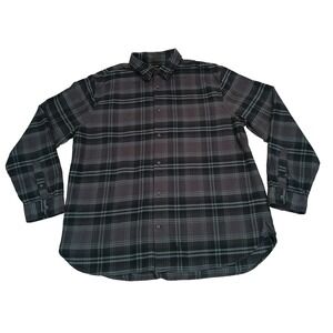 Vince Flannel Shirt Button Up‎ Classic Fit Plaid Mens Long Sleeve Blue Black XXL